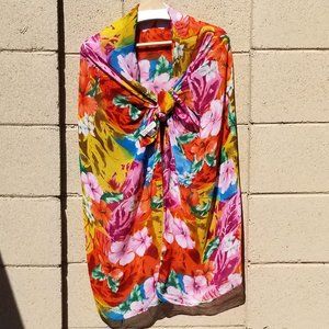 Newport News Swim Floral Multi Colored Floral Beach Sarong